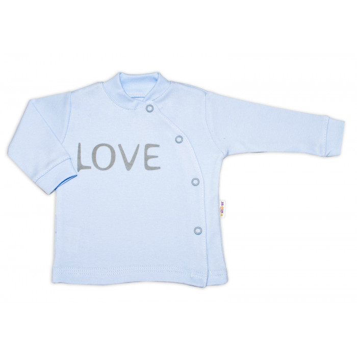 Baby Nellys Bavlnená košieľka Love zapínanie bokom - modrá, veľ. 68