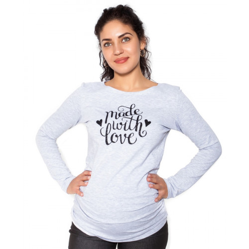 Be MaaMaa Tehotenské  tričko dlhý rukáv In Love - sivá vel. XS