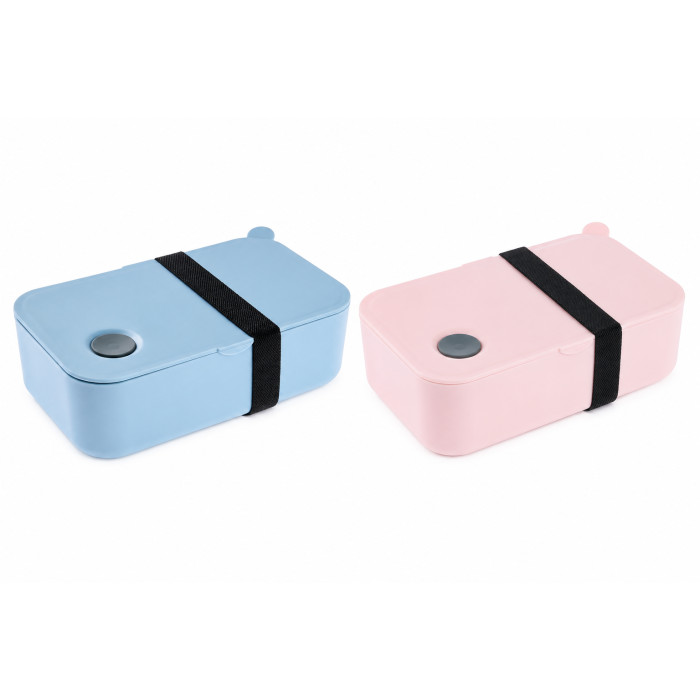2x Svačinkový box Luna - 0,9 l, modrý, ružový