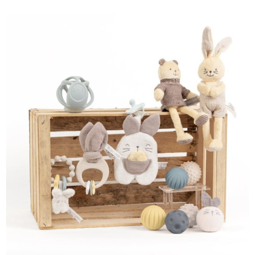 CHICCO Multisenzorické hryzátko Králik My Sweet Doudou – silikónové hryzátko pre bábätko