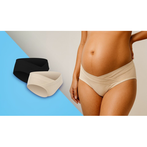 Nohavičky pre tehotné Canpol babies MumFit pohodlné 2 ks, čierne, béžové - S/M