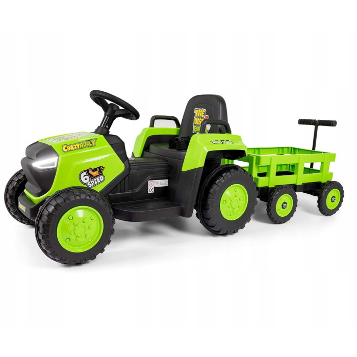 Elektrický traktor s prívesom Rolly 12V, detské autíčko na akumulátor, zelený