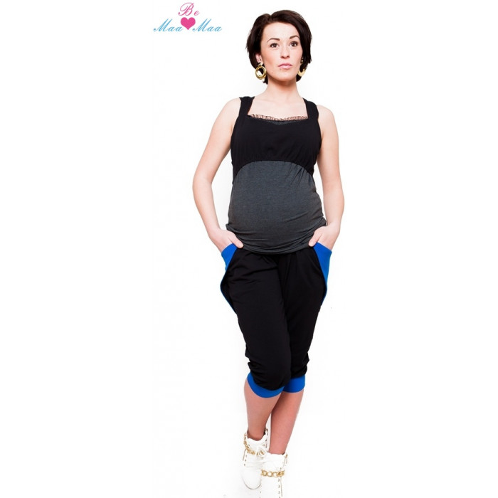 Be MaaMaa Športové, elegantné 3/4 nohavice Tessi - čierne