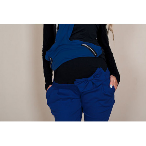 Be MaaMaa Tehotenské nohavice s mašľou - Modré, vel. M