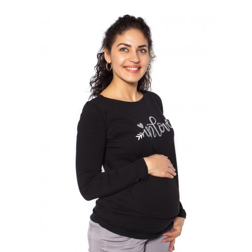 Be MaaMaa Tehotenské  tričko dlhý rukáv In Love - čierné - S