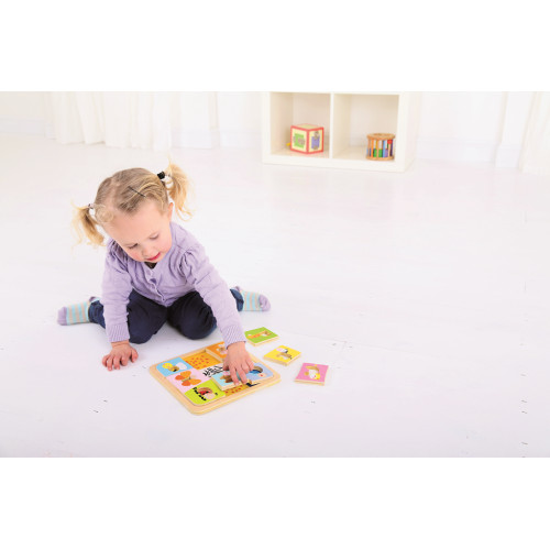 Bigjigs Toys Drevené vkládacie puzzle 9 zvieratiek