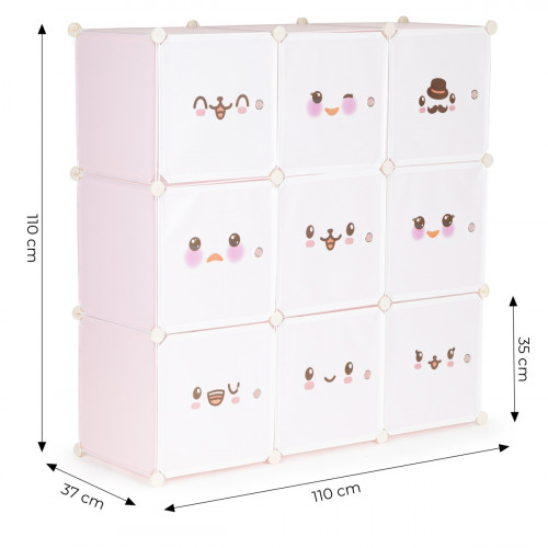 Detský modulárny regál 9 políc, tváre