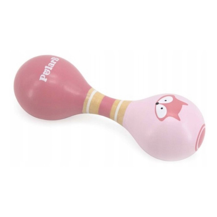 Viga Toys Drevená dvojitá rumba guľa, Liška - ružová