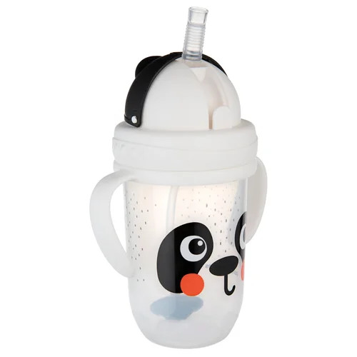 Hrnček netekúci s slamkou a závažím Canpol babies 270 ml, Panda