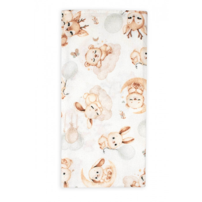 Flanelová plienka, 70x80 cm - Sny zvieratiek, biela/béžová