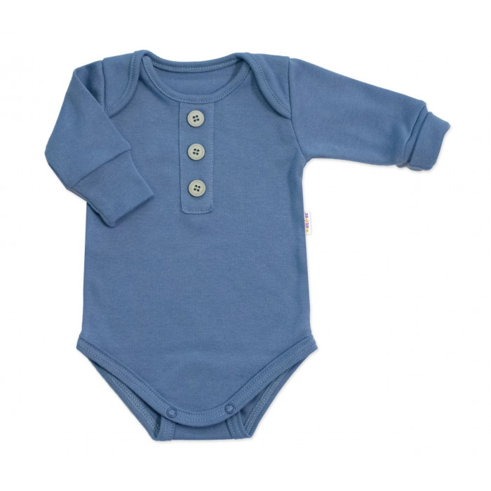 Rastúce body NATURE, dlhý rukáv s gombíkmi, bavlna, jeans, 56/62