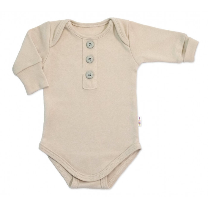 Rastúce body NATURE, dlhý rukáv s gombíkmi, bavlna, béžová, 56/62