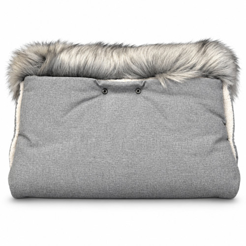 Rukávnik ku kočíku s kožušinou – Jeans sivý