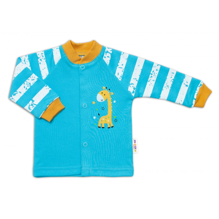 Baby Nellys Bavlnená košieľka Giraffe, tyrkysová