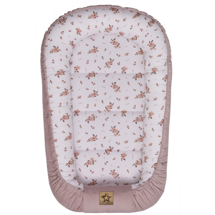 Hniezdočko pre bábätko Premium Flowers, oboustranné - pudrově rúžová