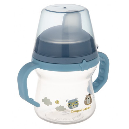 Nevylievací hrnček Canpol Babies s mäkkým náustkom - Bonjour, modrý, 150 ml