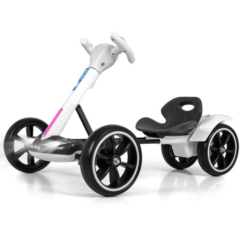 Elektrický gokart BOLT, detská motokára s diaľkovým ovládaním, LED, Bluetooth, biela