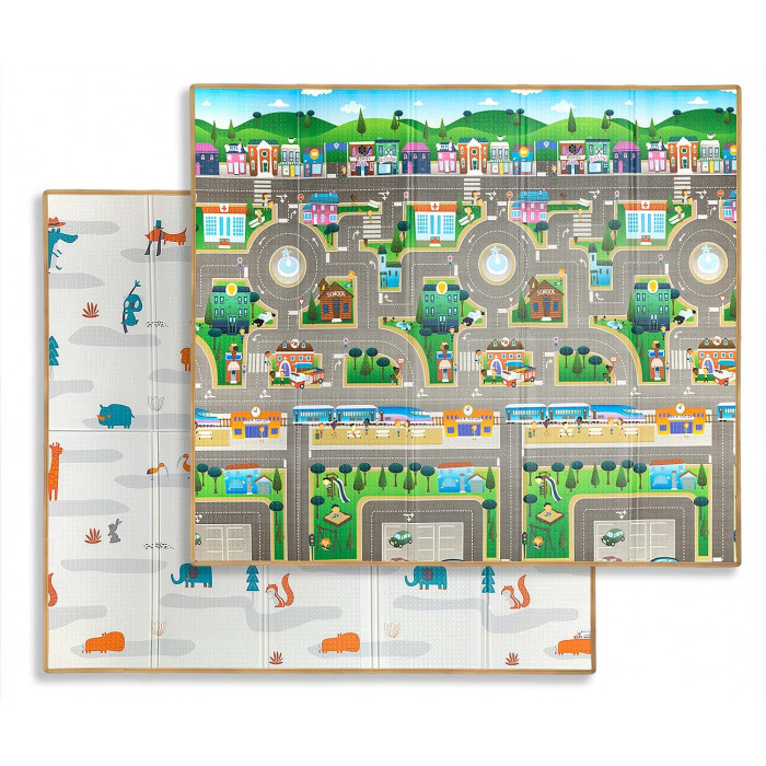 Obojstranná skladacia penová podložka pre deti 197 × 177 cm - Play City and Fields