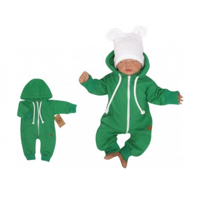 Z&Z Detský teplákový overal s kapucňou, zelený, veľ. 68
