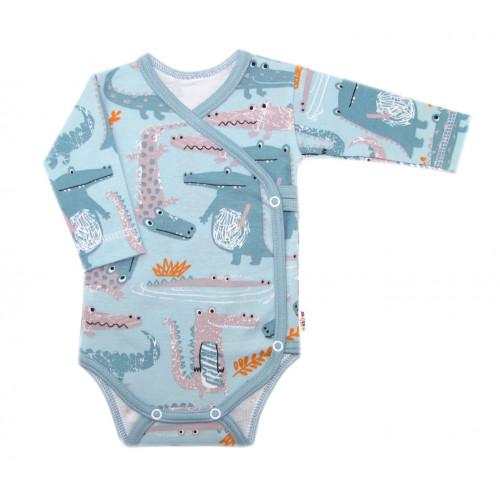 Baby Nellys 2-dielna sada, body dl.rukáv zap. bokom + polodupačky, Krokodíl Eda