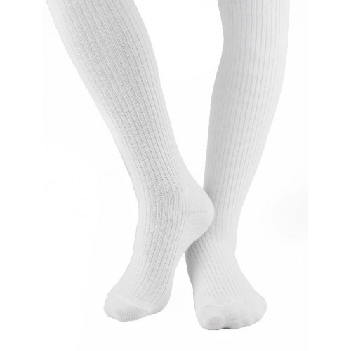 Detské bavlnené pančuchy rebrované, prúžok - biele, veľ. 56/62