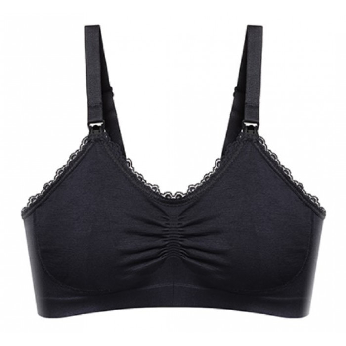 Dojčiacia podprsenka s čipkou BabyOno, čierna, B70-75 cm