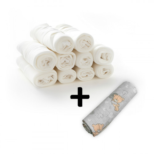 Kvalitné bavlnené plienky TETRA LUX 80x80cm, 10ks v bal. + 1 ks zadarmo