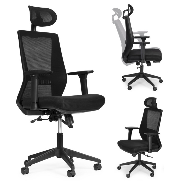 Otočné kancelárske kreslo s ergonomicky tvarovaným operadlom a opierkou hlavy