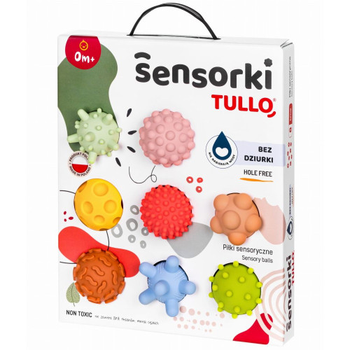 Tullo Senzočné guľôčky pastelové 8 ks bez dierok – 59–77 mm, 0m+