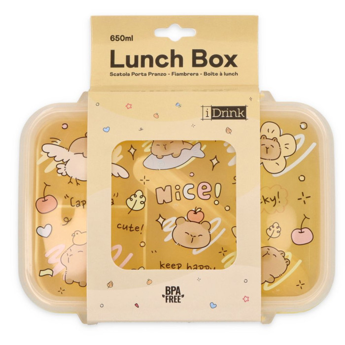 Detský desiatový box Kapybara 650 ml, iTotal, žltý