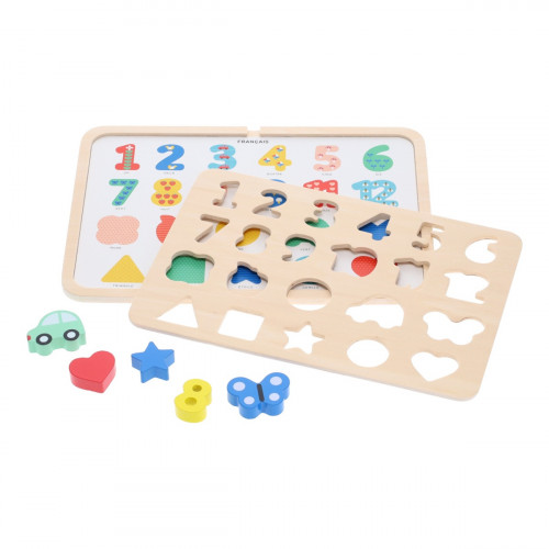 Vkladacie puzzle s číslami a tvarmi viacjazyčné