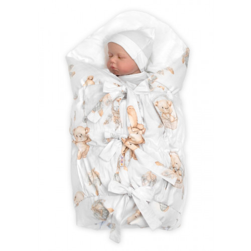 Obliečka, poťah bavlna na retro zavinovačku MAXI, 85x85cm Malý a pierko - biela, béžová