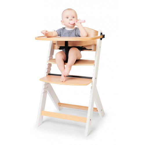 Drevená jedálenská stolička, stolček 3 v 1 - Enock Kinderkraft, šedá/natural