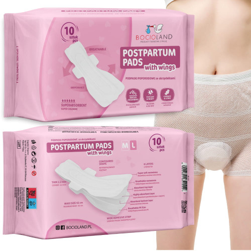 Výhodné balenie - Vysoko absorpčné popôrodné vložky s krídelkami L - 3x 10ks