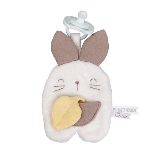 CHICCO My Sweet Doudou záves na cumlík, Králik 0m+ – senzorická plyšová hračka, béžová