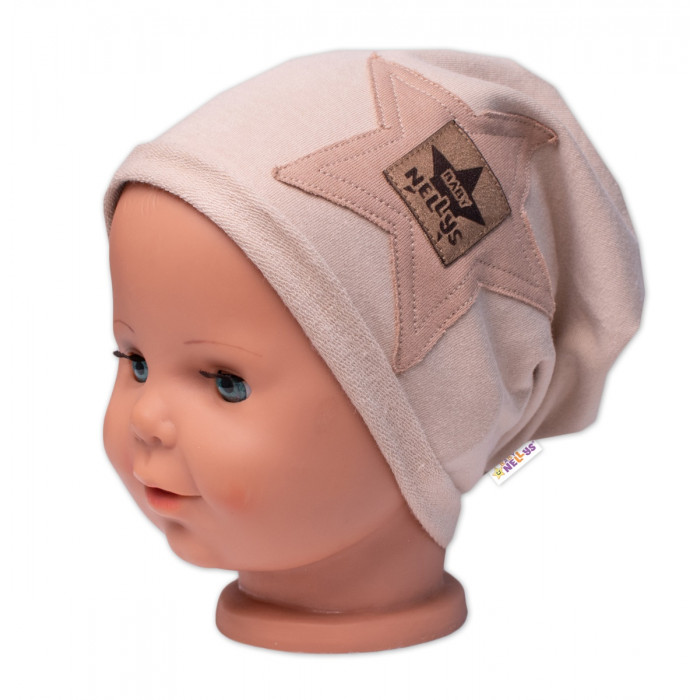 Detská čiapka bavlna, Baby Star, Baby Nellys, béžová, veľ. 92/98