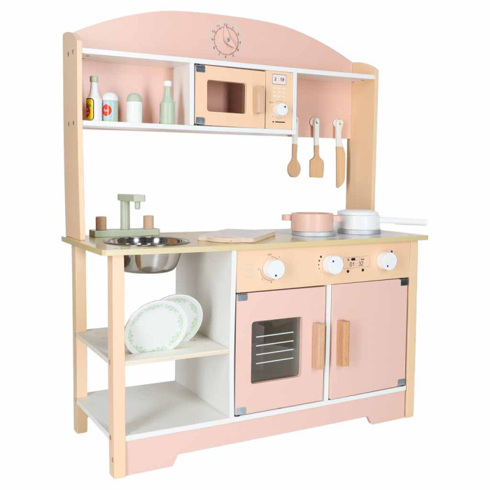 Detská drevená kuchynka Modern Classic 82 cm – ružová