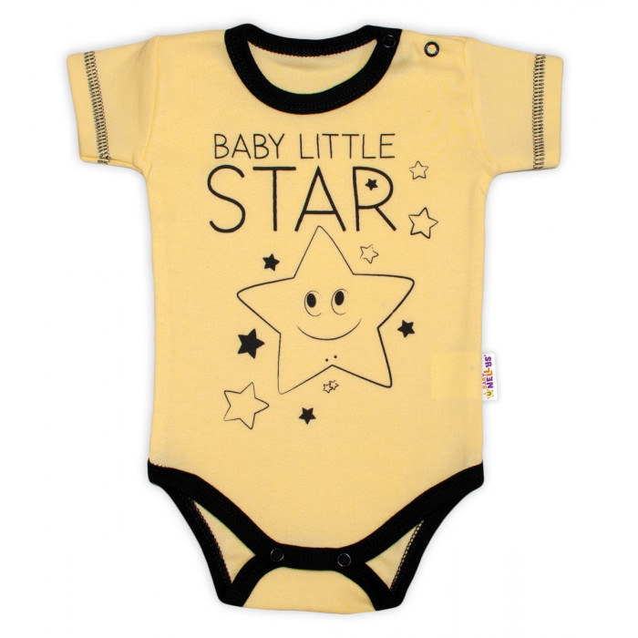 Body krátky rukáv Baby Nellys, Baby Little Star - žlté, veľ. 86