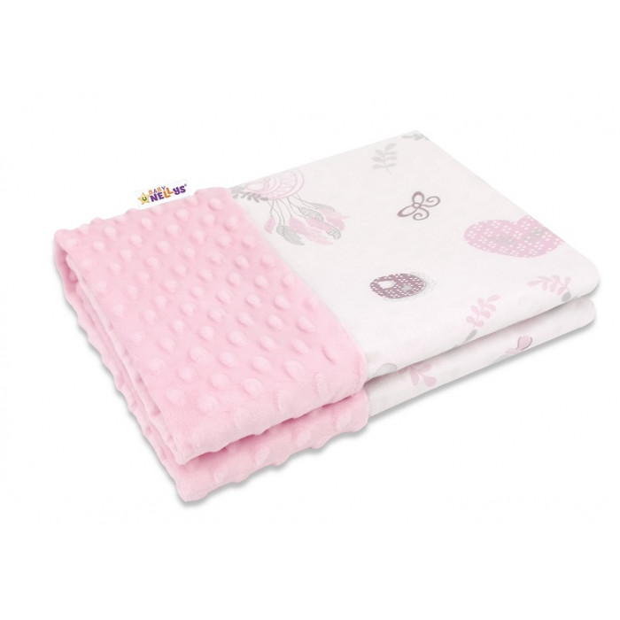 Baby Nellys Bavlnená deka s Minky 100x75cm, New Love Baby - růžová