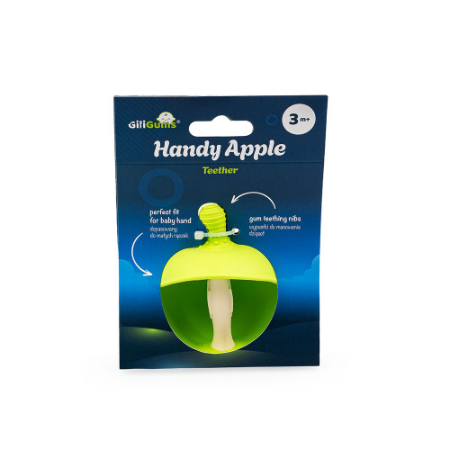 Silikónové hryzátko 3D Apple, GiliGums, zelené