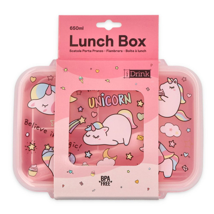 Detský desiatový box s jednorožcami 650 ml , iTotal, ružový