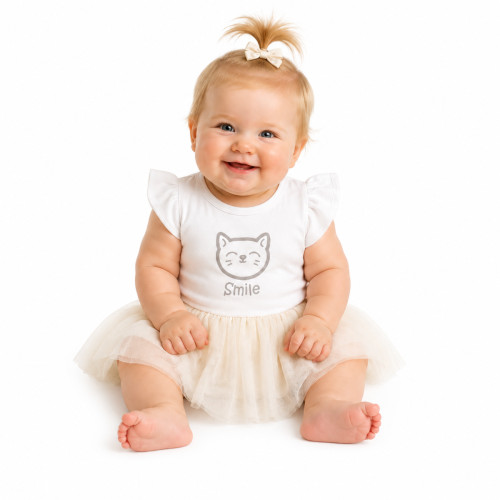 2D sada - body s krátkym rukávom Cat + tutu suknička cream, veľ. 86