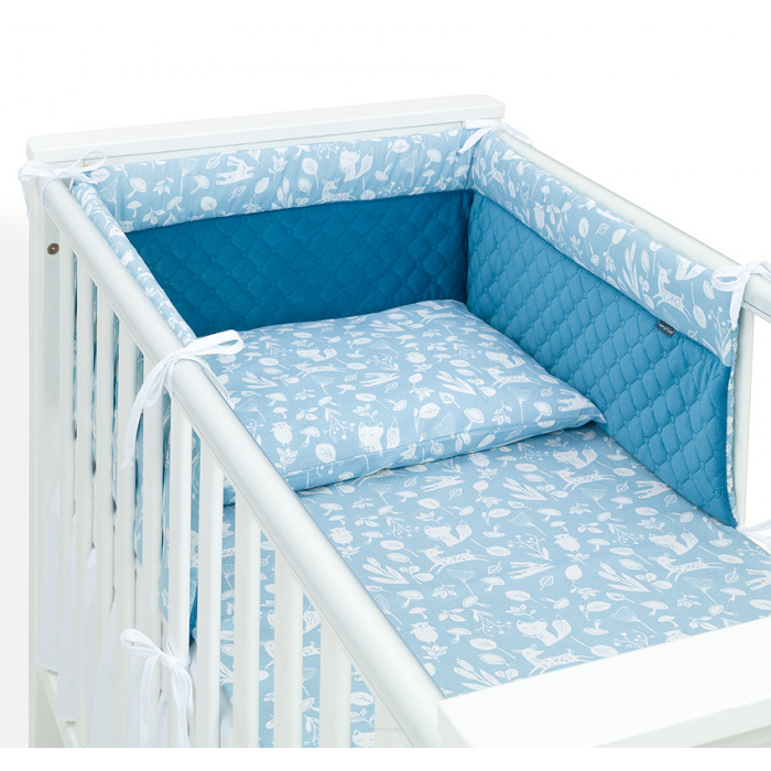 Mantinel s obliečkami do postieľky, 3D sada - Nature,  135x100 cm,zelená, velvet