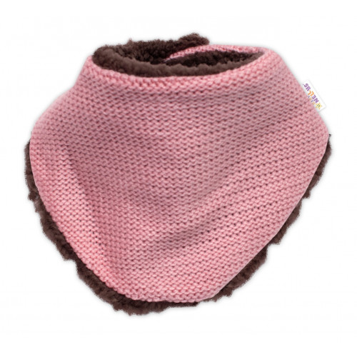 Pletená zimná čiapka s kožúškom a šatkou Teddy Bear, Baby Nellys, ružová, veľ. 80/86