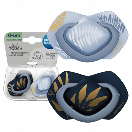 Cumlík Light Touch 0–6 m silikónový symetrický 2 ks GOLD Blue – ortodontický, BPA free