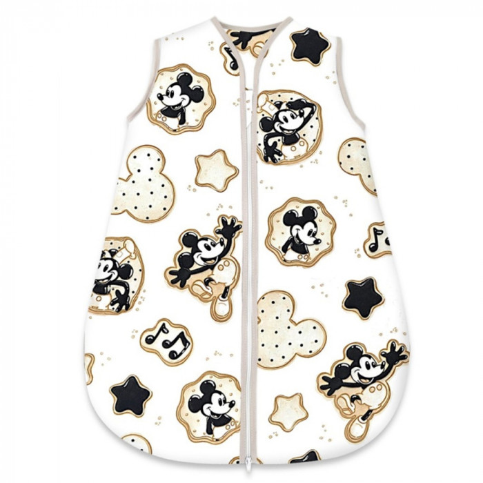 Spací vak, bavlna, celoročná na zips 74 cm, Myška Retro - biela s potlačou