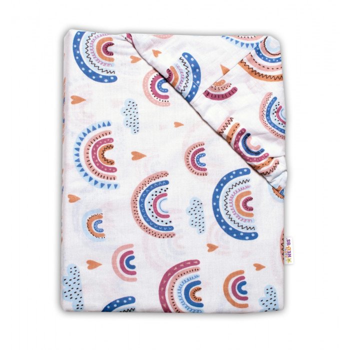 Bavlnená prestieradlo - Dúha, pastelová/biela