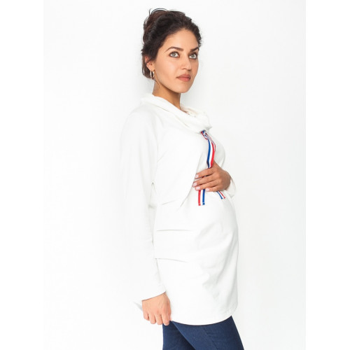 Be MaaMaa Tehotenské tričko / mikina so stojačikom Nova - biela, veľ. S