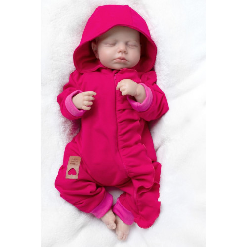 Teplákový overal s volánikom a kapucňou GIRL, Baby Nellys, amarant, veľ. 68