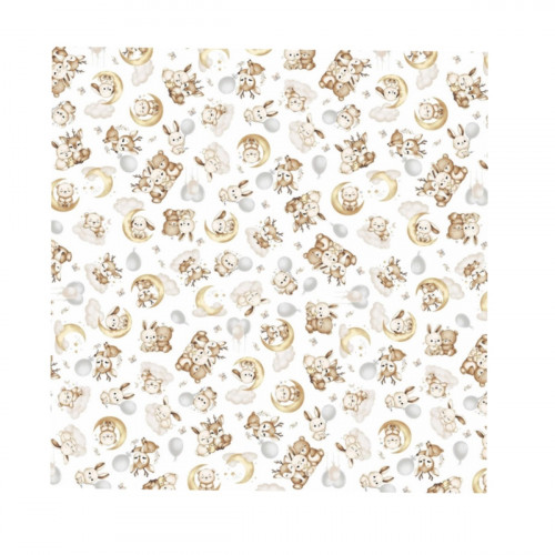 Flanelová plienka, 70x80 cm - Sny zvieratiek, biela/béžová